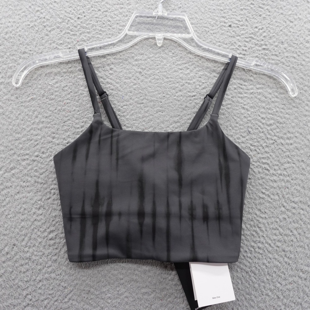 Nike One Light Support Padded Sports Bra Size XS Gray Black Training NWT